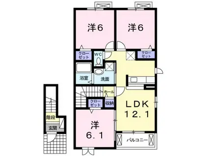 ジェルメ 47 A(3LDK/2階)の間取り写真