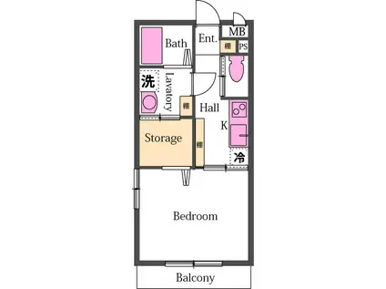 カリヨン(1K/1階)の間取り写真