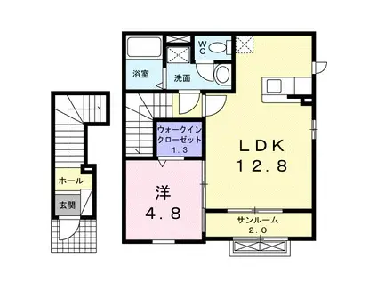 ストラテジー(1LDK/2階)の間取り写真