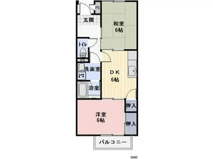 サンサープラスV(2DK/2階)の間取り写真