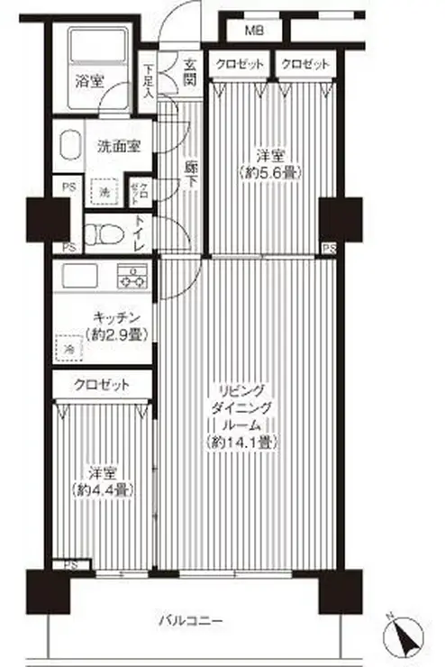 グランピラー高井戸 10階階 間取り