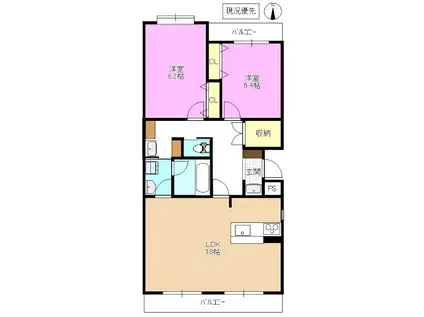 プレジール・リエゾン(2LDK/1階)の間取り写真