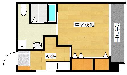 井原ビル(1K/5階)の間取り写真