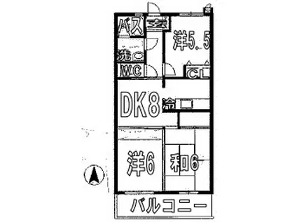 エクセレント ソシア(3DK/1階)の間取り写真