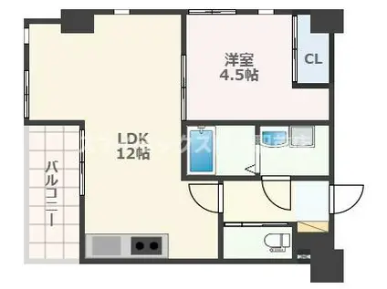 エクセレント新町(1LDK/3階)の間取り写真