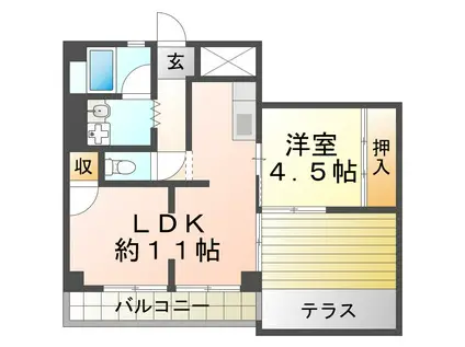 リバティ千代ヶ丘(1LDK/2階)の間取り写真