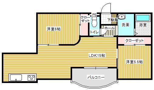 T・Mグローブ(2LDK/3階)の間取り写真