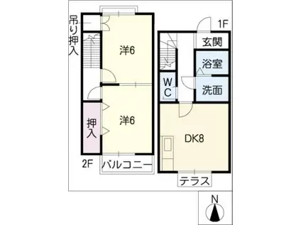 デュープレックス国王379(2DK/2階)の間取り写真