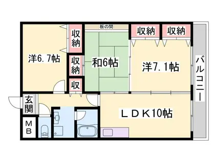 モン シエル ブル(3LDK/4階)の間取り写真