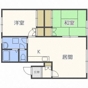 鈴真ハイツA棟(2LDK/3階)の間取り写真