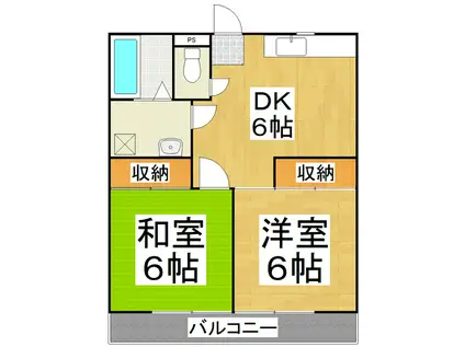 清光荘(2DK/2階)の間取り写真