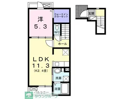 ラ・シモーヌ・メゾン MH(1LDK/2階)の間取り写真