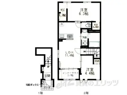 CROSS TERRACE(2LDK/2階)の間取り写真