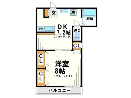 リーゾ・ヴィヴァーチェ(1DK/2階)の間取り写真