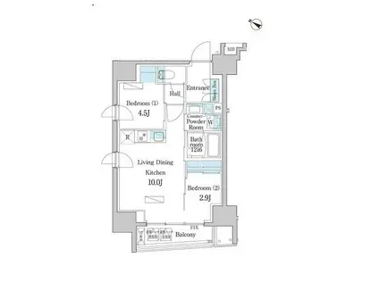 デュオフラッツ日本橋水天宮(2LDK/10階)の間取り写真
