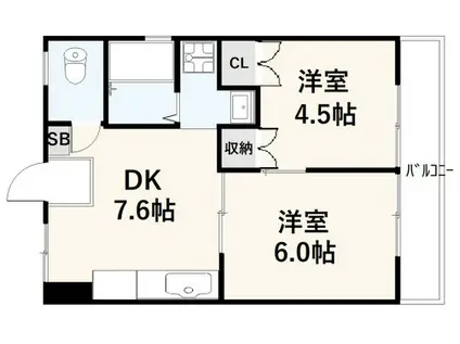 永原ビル(2DK/1階)の間取り写真