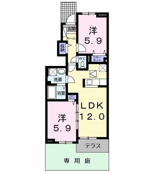 グロリアス ホームII(2LDK/1階)の間取り写真