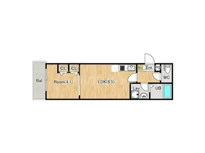 ジーメゾン草加瀬崎(1LDK/3階)の間取り写真