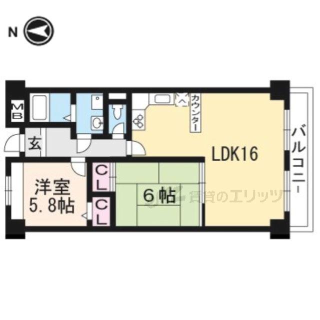 リアライズ高槻(2LDK/5階)の間取り写真