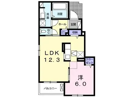 エレガント茱萸木Ⅲ(1LDK/1階)の間取り写真