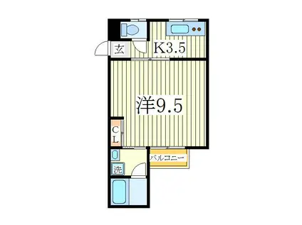 東初石アイビーハイツ(1K/1階)の間取り写真