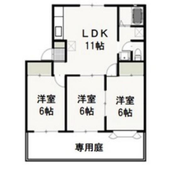 グリーンパーク西辛川B(3LDK/1階)の間取り写真