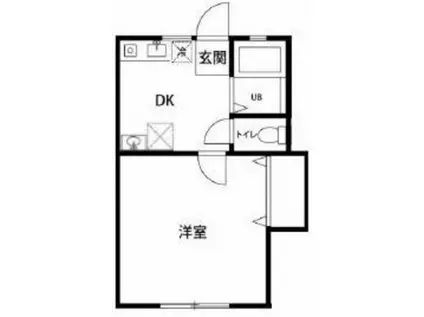 ドーム多摩A(1DK/2階)の間取り写真