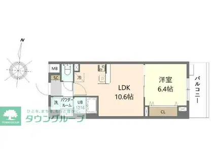 ウエサカ ステューディオ(1LDK/5階)の間取り写真