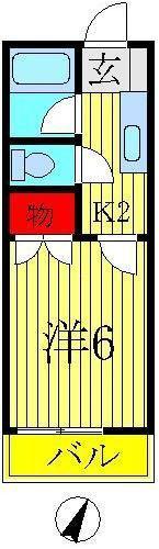 初石パーク(1K/2階)の間取り写真