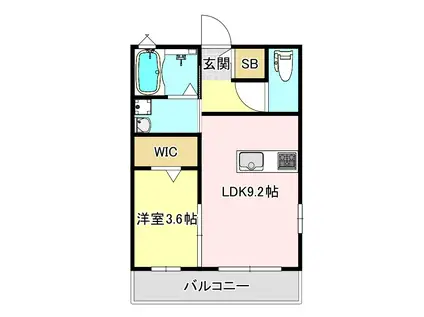 ヴェンティTOSU壱(1LDK/1階)の間取り写真