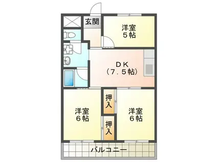 サニーサイド竹野(3DK/2階)の間取り写真