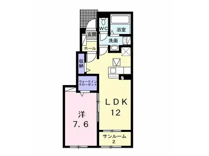 アルカディアI(1LDK/1階)の間取り写真