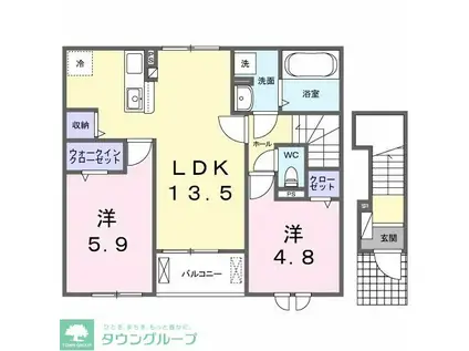 パラッツオC(2LDK/2階)の間取り写真