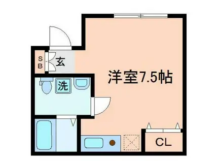 リプル横浜(ワンルーム/1階)の間取り写真