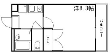 MISTRAL下手野(1K/2階)の間取り写真