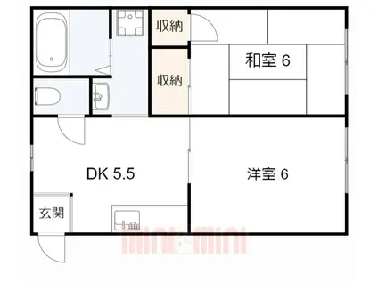 イーストハイツ(2DK/2階)の間取り写真