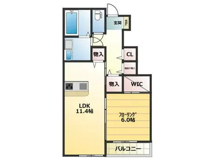 ル・シエル(1LDK/1階)の間取り写真
