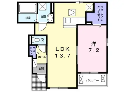 アルカンシェル(1LDK/1階)の間取り写真