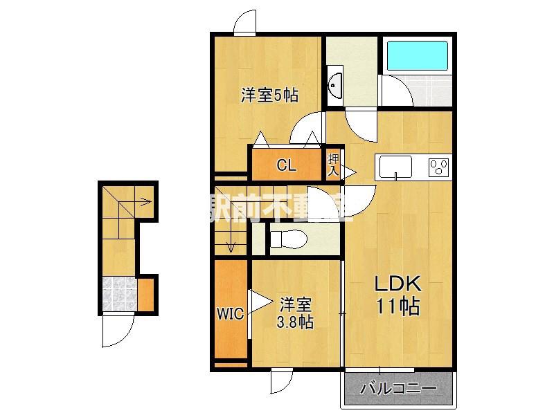 D-ROOM TK A棟(2LDK/2階)の間取り写真