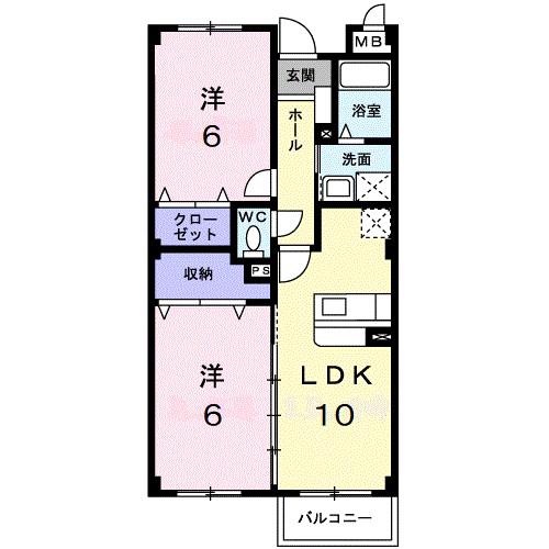 グレイスタキオン(2LDK/3階)の間取り写真
