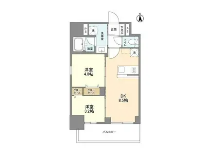 リヴェント難波ウエスト(2DK/6階)の間取り写真