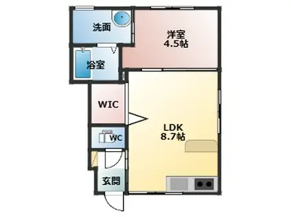 RUTILE高木(1LDK/1階)の間取り写真