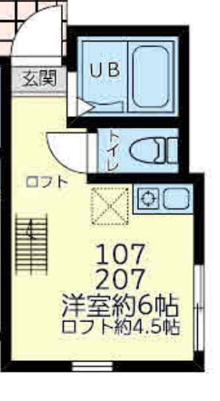 ロックガーデンズ三ツ沢(ワンルーム/1階)の間取り写真