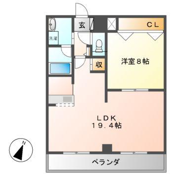 ワイズタワー徳川(1LDK/8階)の間取り写真