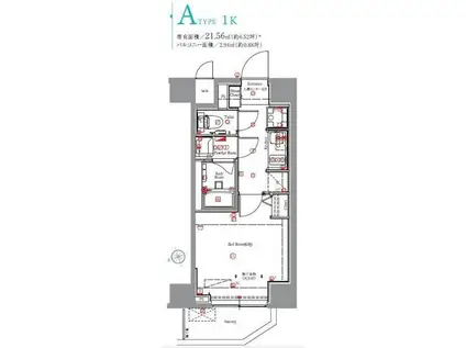 MAXIV西横浜DUE(1K/2階)の間取り写真