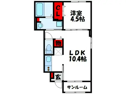 プレ ド ソレイユ(1LDK/1階)の間取り写真