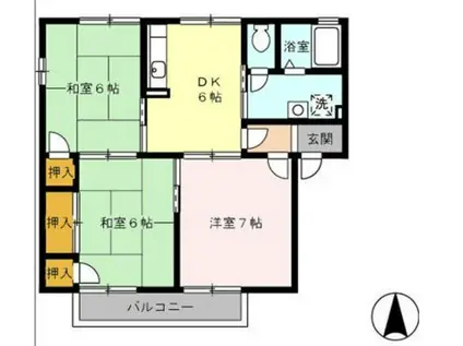 セジュール沙香保 B棟(3DK/1階)の間取り写真