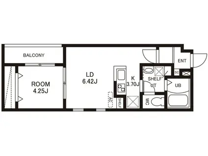 CHERIM竹下イースト(1LDK/1階)の間取り写真