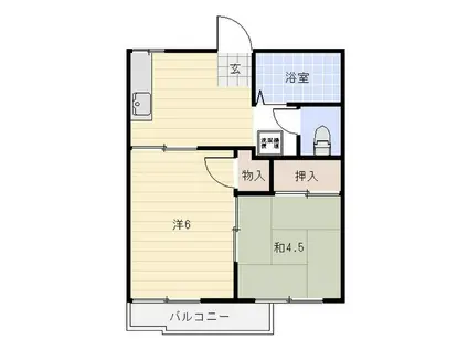 フォーブル京II(2DK/1階)の間取り写真