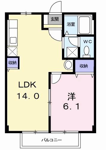 コーポ竹内I(1LDK/2階)の間取り写真